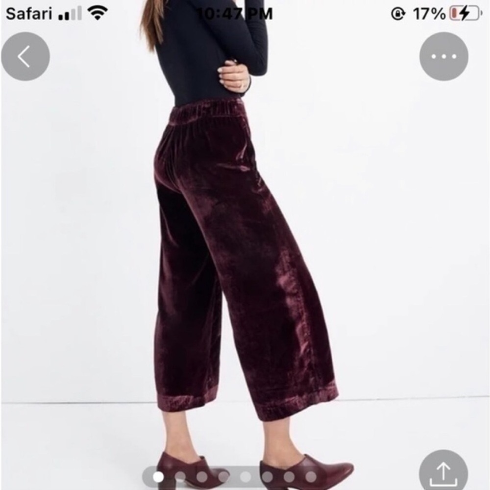 Madewell Velvet Pants Huston Pull-On Cropped Pants - Picture 3 of 6